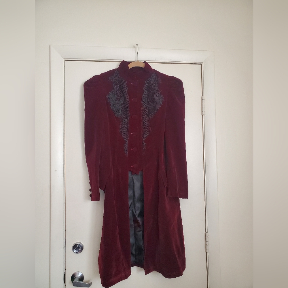 *NWT* PunkRave Elegant Burgundy Velvet Victorian Coat - Picture 2 of 16